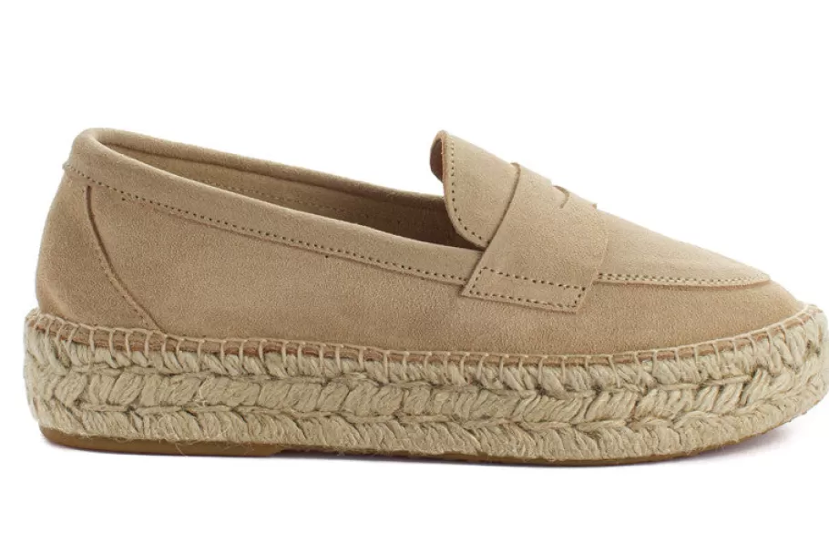 Abarca Shoes Beige Leather Moccasin-Women Moccasin Espadrille