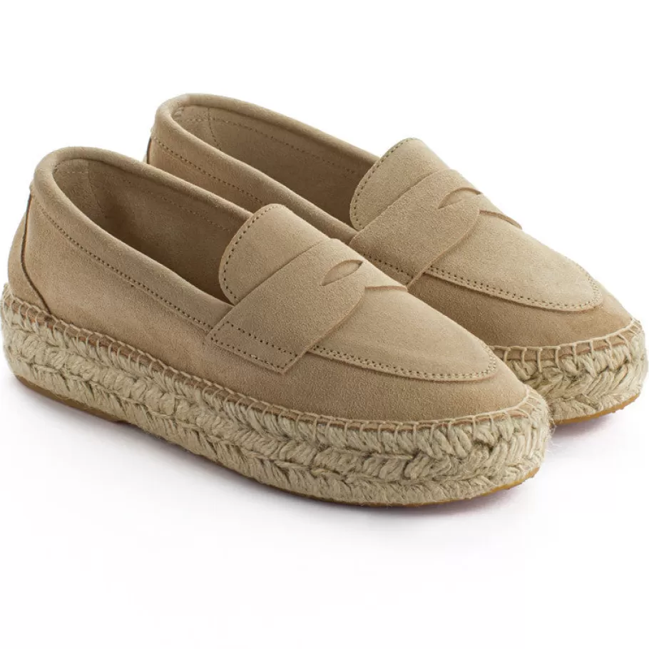 Abarca Shoes Beige Leather Moccasin-Women Moccasin Espadrille