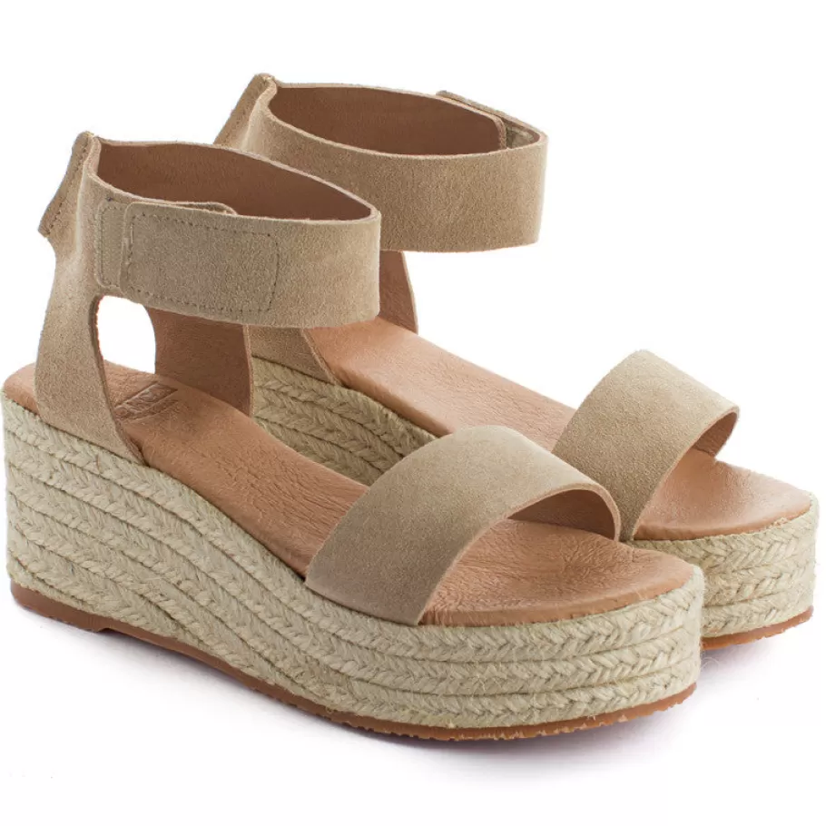 Abarca Shoes Beige Mallorca Leather Wedge Espadrilles-Women Espadrilles With Wedges