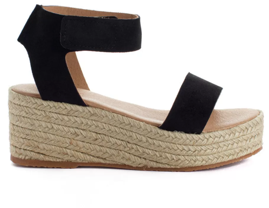 Abarca Shoes Black Mallorca Leather Wedge Espadrilles-Women Espadrilles With Wedges