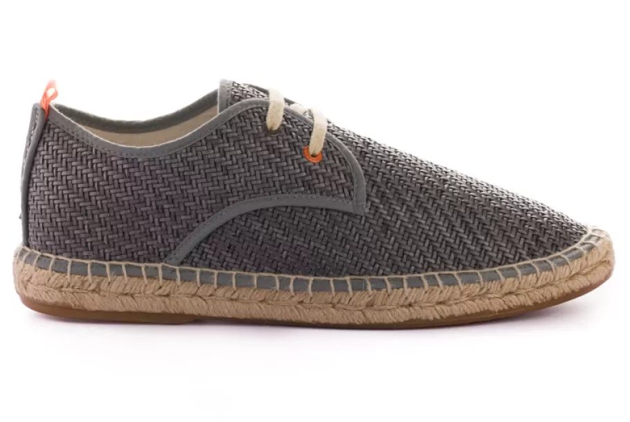 Abarca Shoes Blucher Raffia Gray-Men Summer Espadrilles