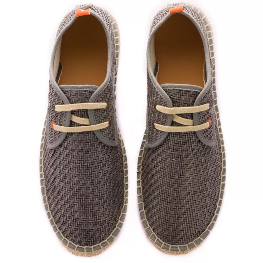 Abarca Shoes Blucher Raffia Gray-Men Summer Espadrilles