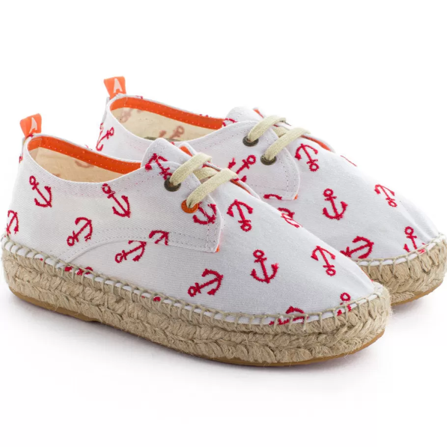 Abarca Shoes Blucher Terra Anchors White-Women Espadrilles With Laces