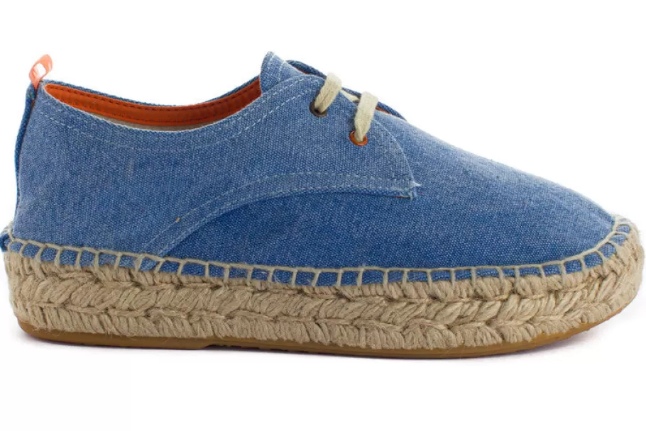 Abarca Shoes Blucher Terra Azul-Women Espadrilles With Laces