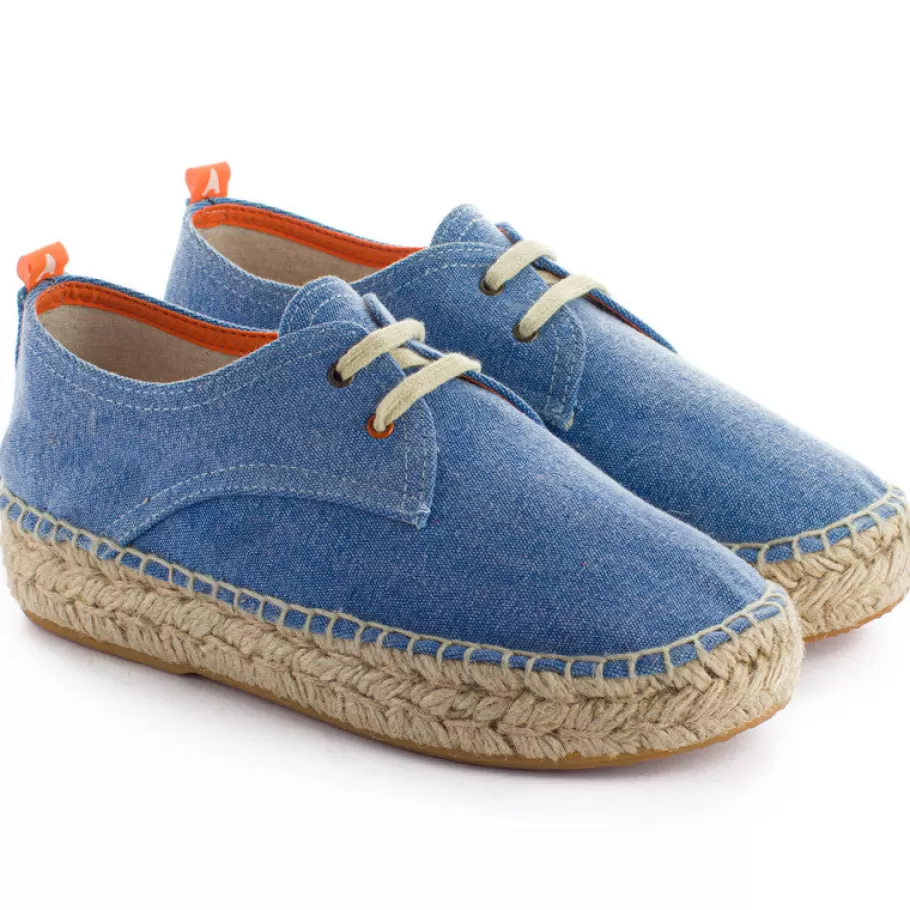 Abarca Shoes Blucher Terra Azul-Women Espadrilles With Laces