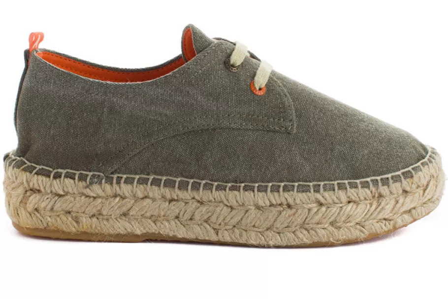 Abarca Shoes Blucher Terra Kaki-Women Espadrilles With Laces