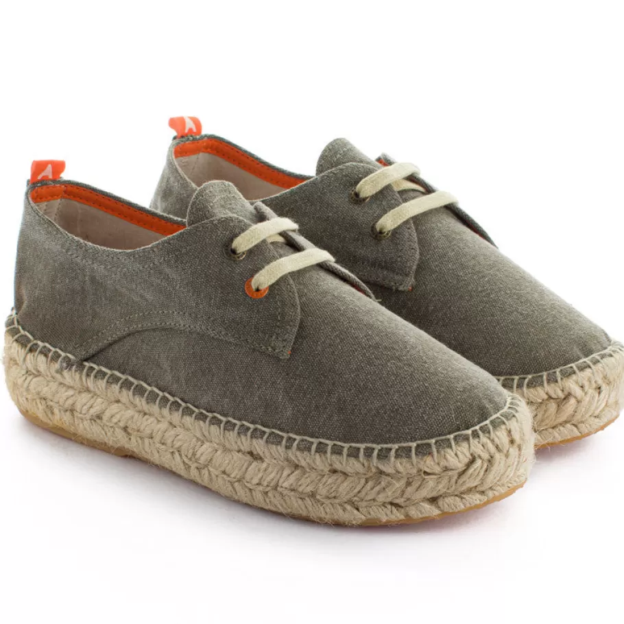 Abarca Shoes Blucher Terra Kaki-Women Espadrilles With Laces