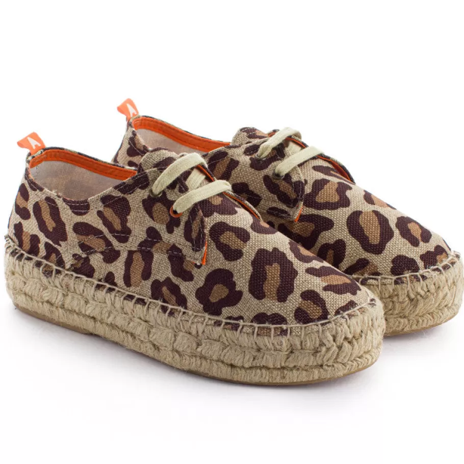 Abarca Shoes Blucher Terra Leopard-Women Espadrilles With Laces