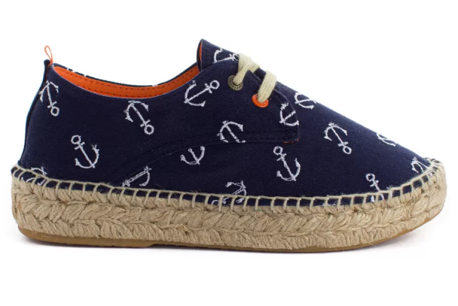 Abarca Shoes Blucher Terra Marine Anchors-Women Espadrilles With Laces