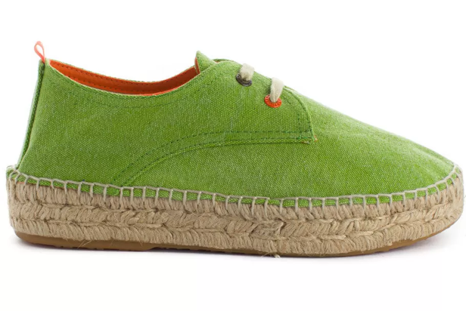 Abarca Shoes Blucher Terra Pistachio-Women Espadrilles With Laces