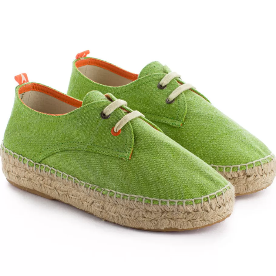 Abarca Shoes Blucher Terra Pistachio-Women Espadrilles With Laces