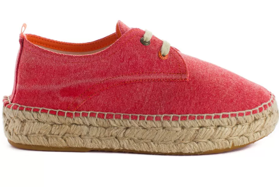 Abarca Shoes Blucher Terra Red-Women Espadrilles With Laces