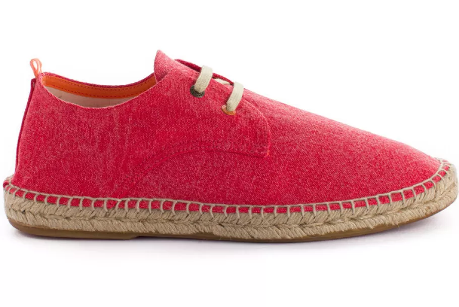 Abarca Shoes Blucher Terra Red-Men Espadrilles With Laces