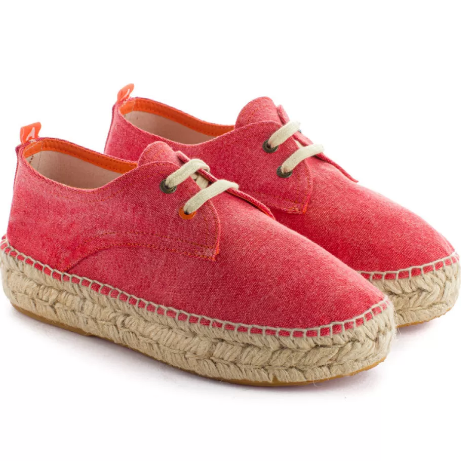 Abarca Shoes Blucher Terra Red-Women Espadrilles With Laces