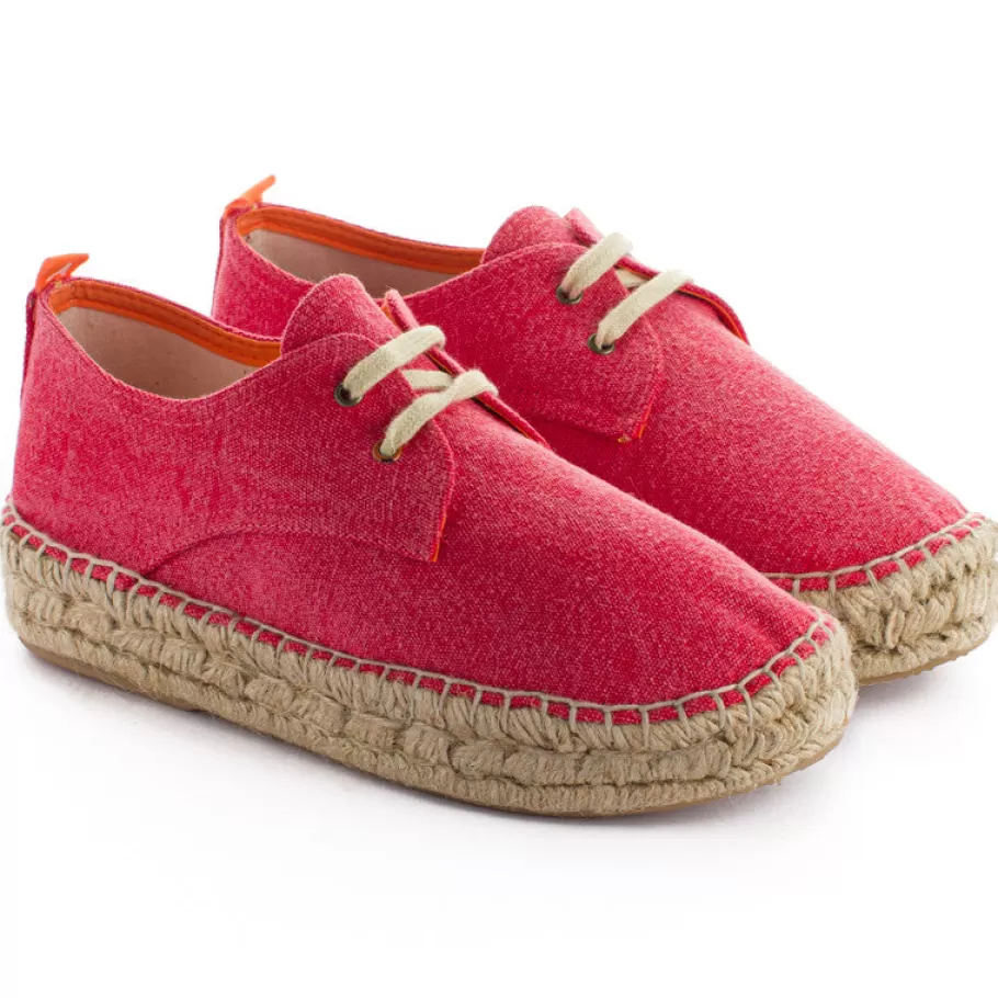 Abarca Shoes Blucher Terra Vermillion-Women Espadrilles With Laces