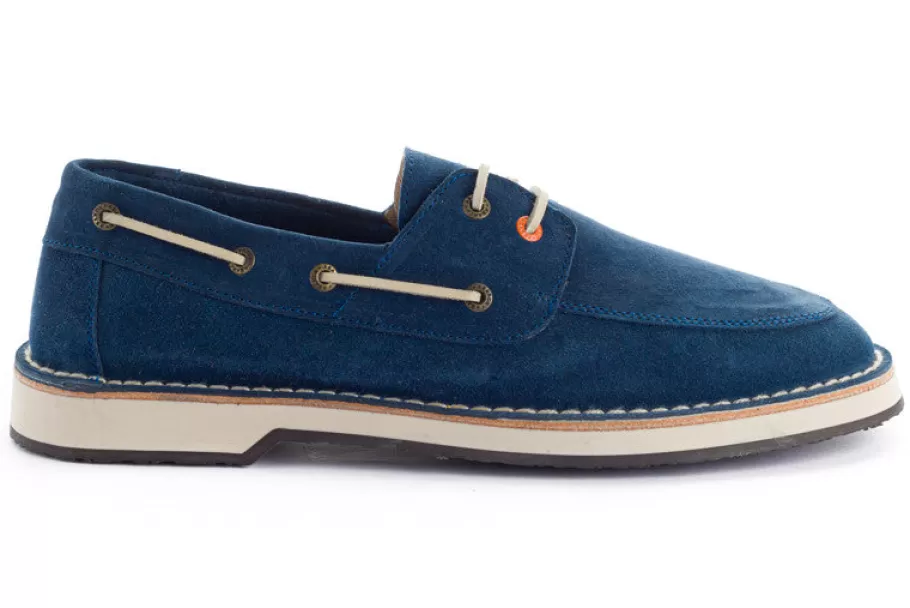 Abarca Shoes Blue Split Leather Nautical-Men Leather Shoes