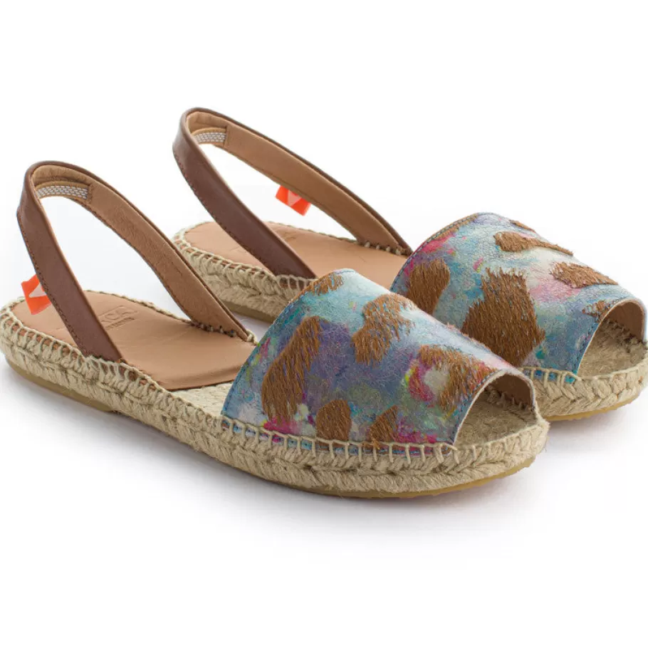 Abarca Shoes Brown Fantasy Leather Menorcan Sandals-Women Summer Espadrilles