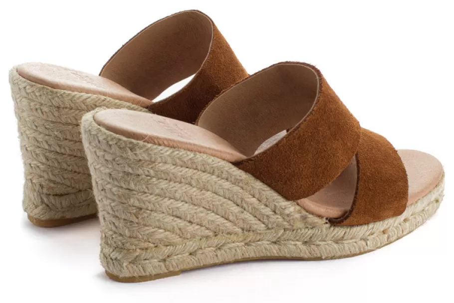 Abarca Shoes Brown Leather Wedge Espadrilles Cabrera-Women Espadrilles With Wedges