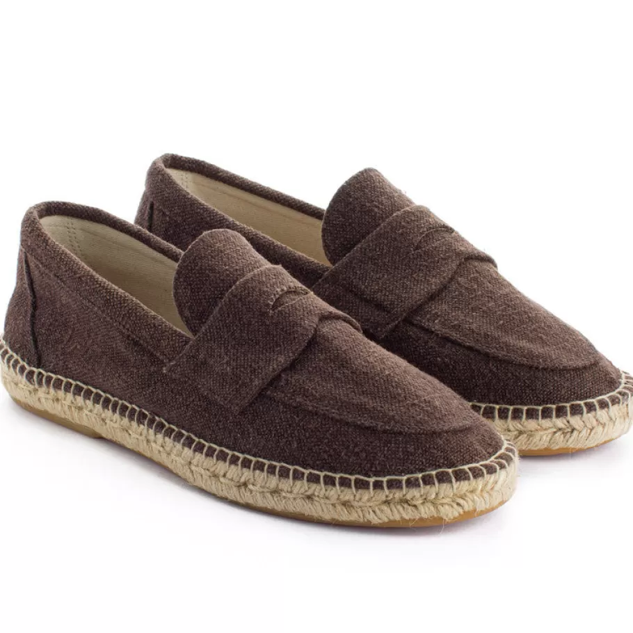 Abarca Shoes Brown Old Linen Moccasin-Men Moccasin Espadrille