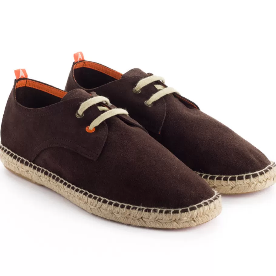 Abarca Shoes Chocolate Leather Blucher-Men Summer Espadrilles