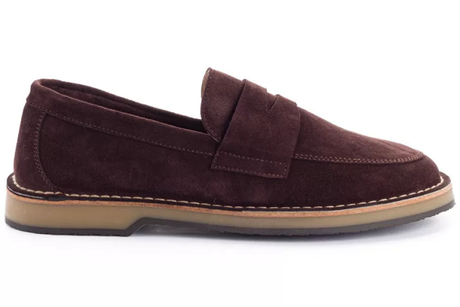 Abarca Shoes Chocolate Split Leather Moccasin-Men Leather Shoes