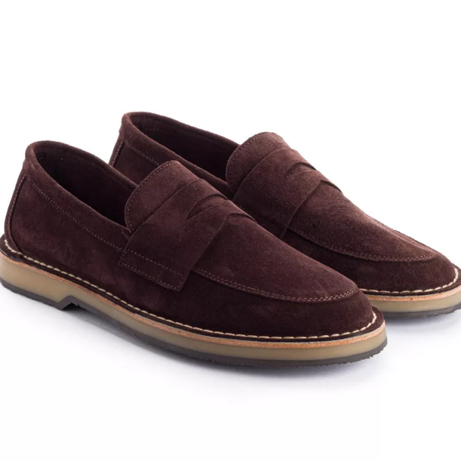 Abarca Shoes Chocolate Split Leather Moccasin-Men Leather Shoes