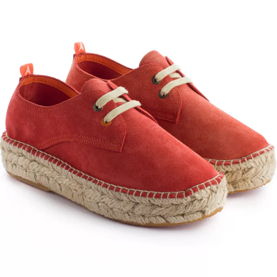 Abarca Shoes Coral Leather Blucher-Women Espadrilles With Laces