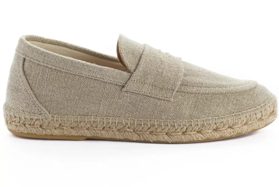 Abarca Shoes Ecru Old Linen Moccasin-Men Moccasin Espadrille