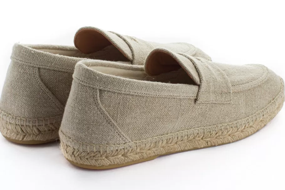 Abarca Shoes Ecru Old Linen Moccasin-Men Moccasin Espadrille