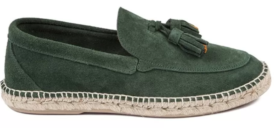 Abarca Shoes Emerald Leather Tassel Loafers 17-Men Moccasin Espadrille