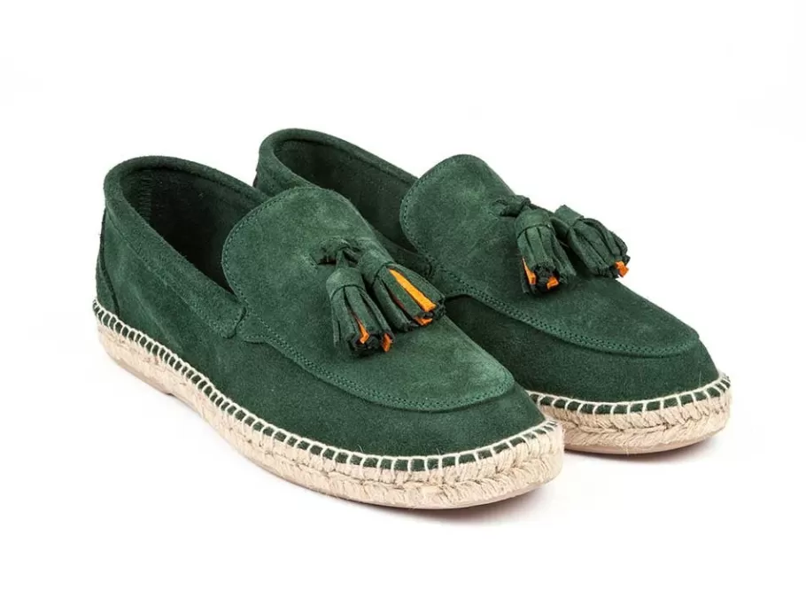 Abarca Shoes Emerald Leather Tassel Loafers 17-Men Moccasin Espadrille