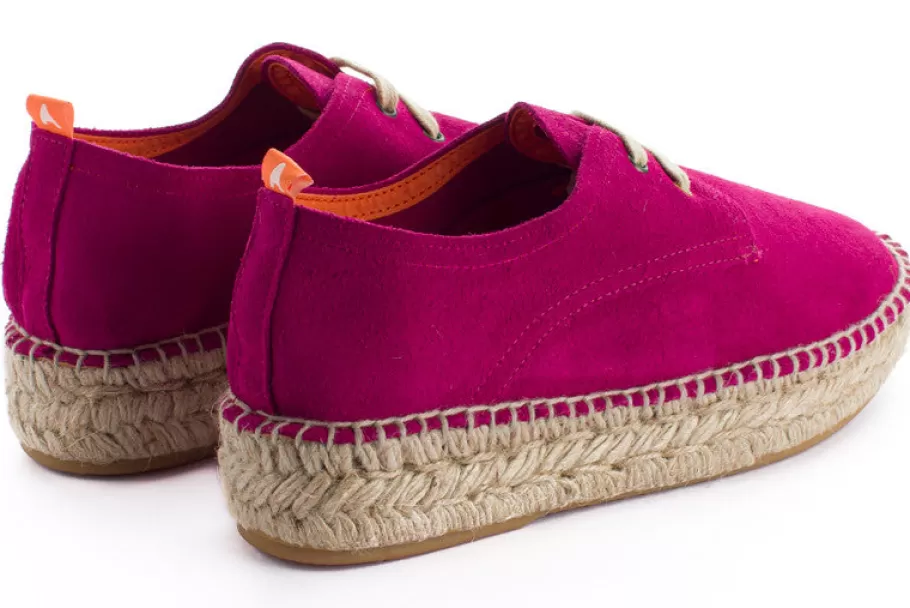 Abarca Shoes Fuchsia Leather Blucher-Women Espadrilles With Laces