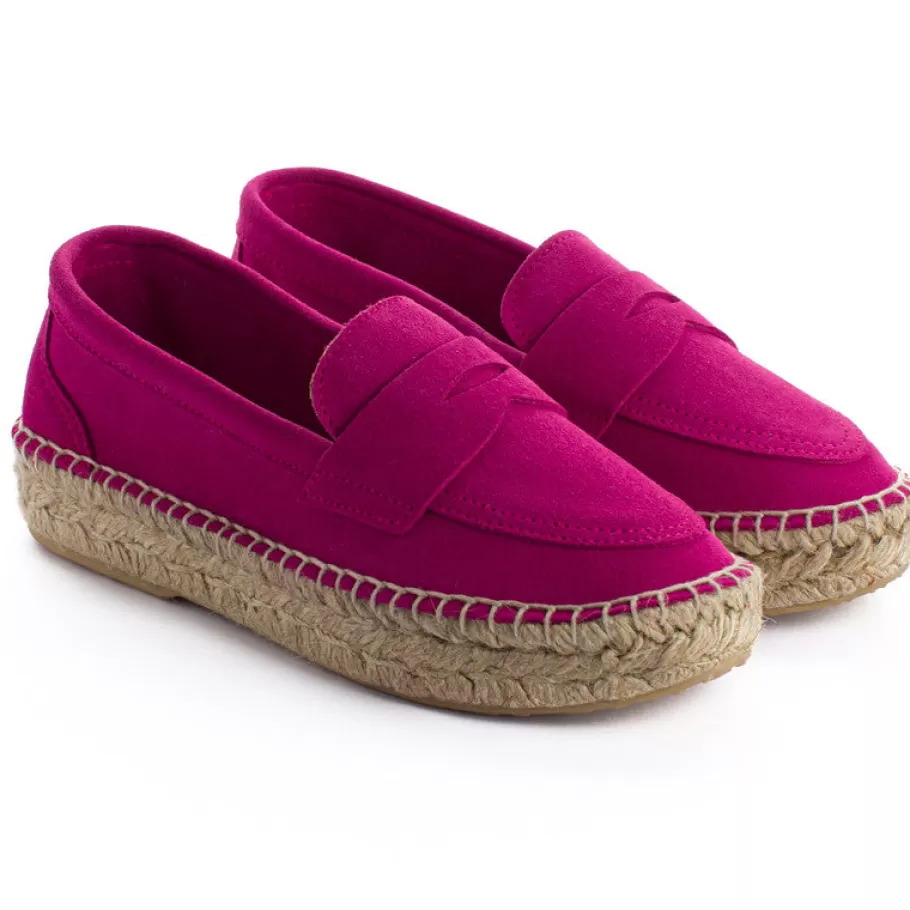 Abarca Shoes Fuchsia Leather Moccasin-Women Moccasin Espadrille