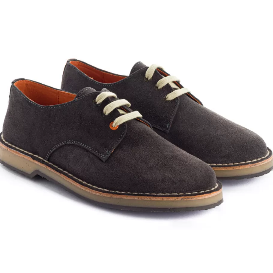 Abarca Shoes Gray Split Leather Blucher-Men Blucher Shoes