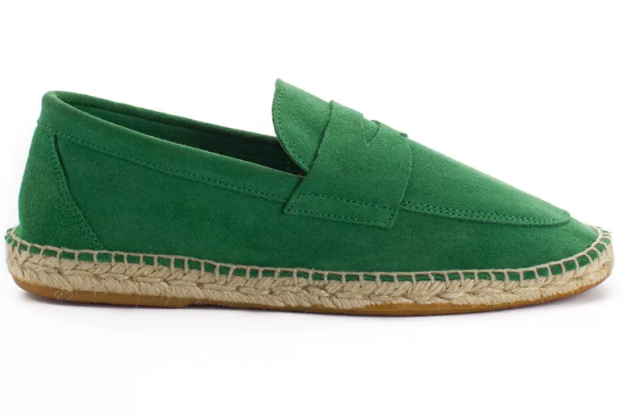 Abarca Shoes Green Leather Moccasin-Men Moccasin Espadrille