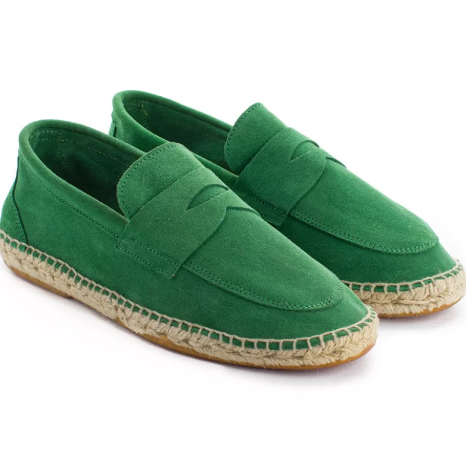 Abarca Shoes Green Leather Moccasin-Men Moccasin Espadrille