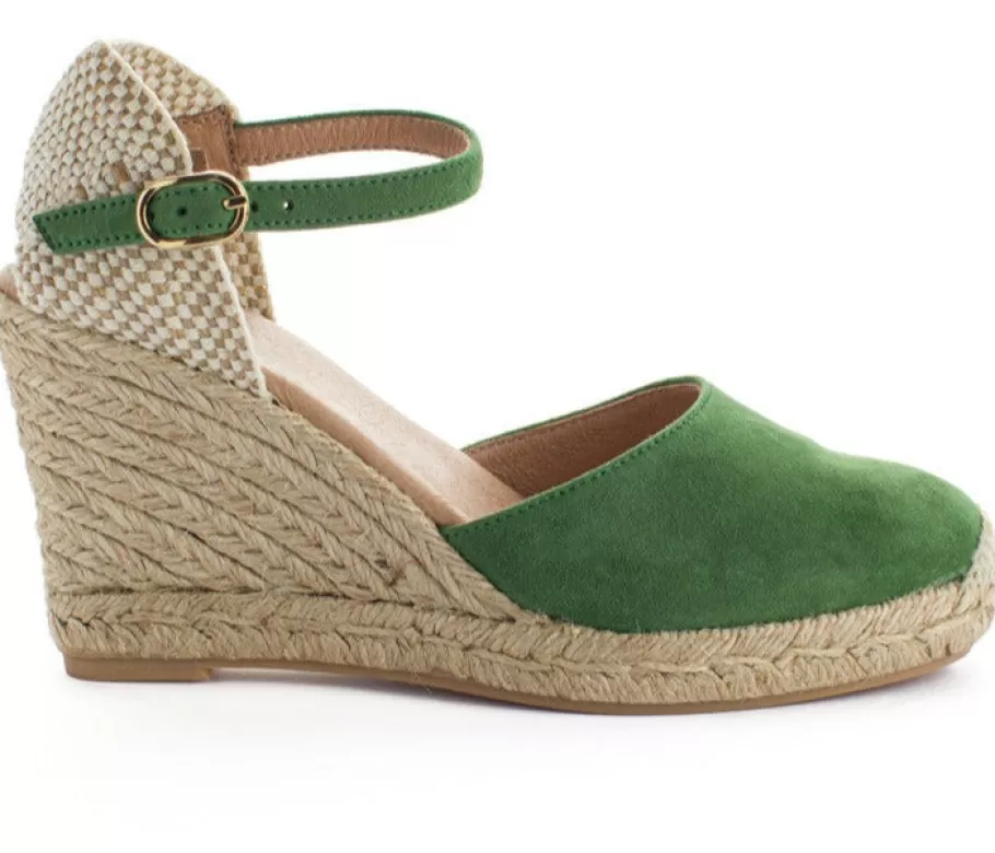 Abarca Shoes Green Radel Leather Wedge Espadrilles-Women Espadrilles With Wedges