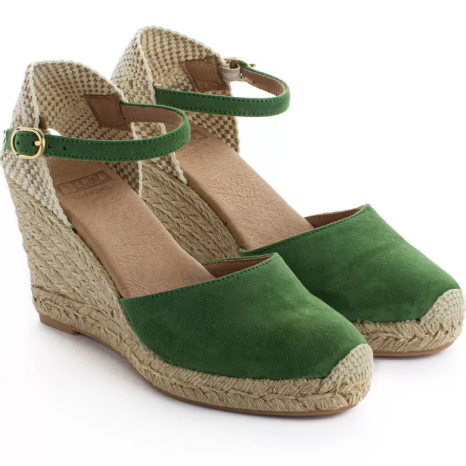 Abarca Shoes Green Radel Leather Wedge Espadrilles-Women Espadrilles With Wedges