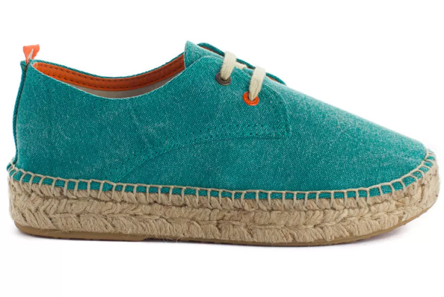 Abarca Shoes Green Terra Blucher-Women Espadrilles With Laces