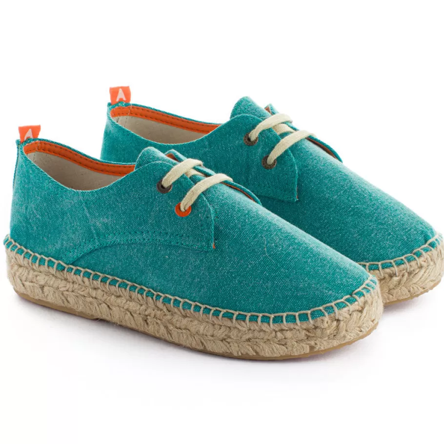 Abarca Shoes Green Terra Blucher-Women Espadrilles With Laces