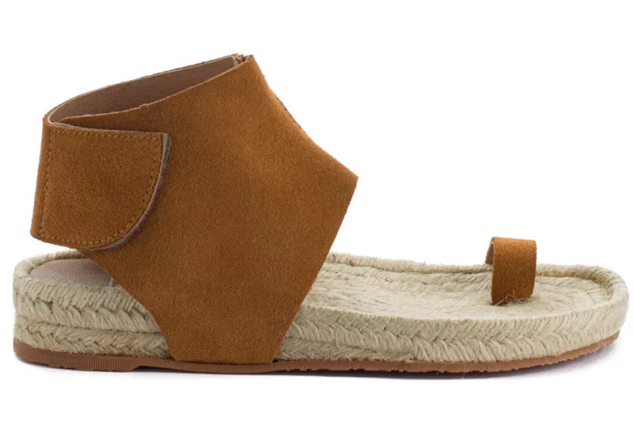 Abarca Shoes Ibiza Camel Leather Sandals-Women Summer Espadrilles