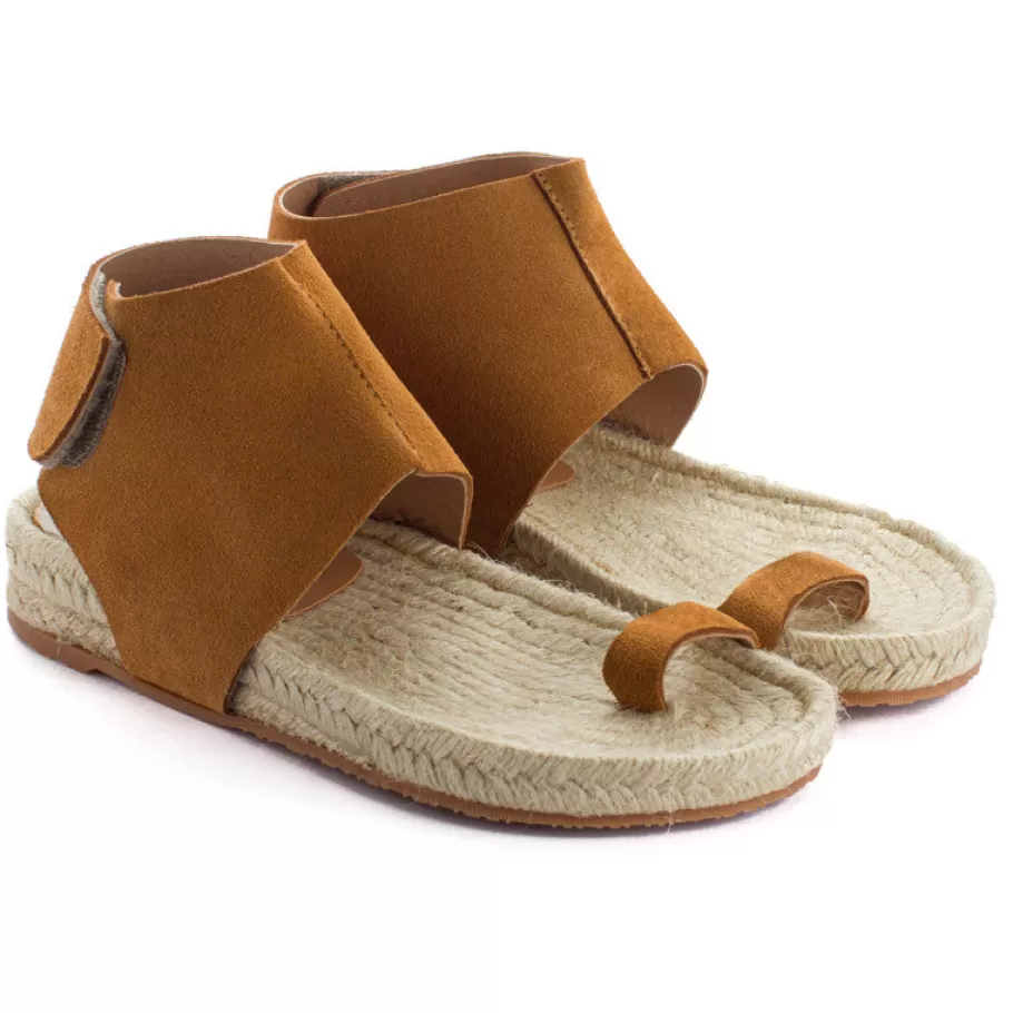 Abarca Shoes Ibiza Camel Leather Sandals-Women Summer Espadrilles