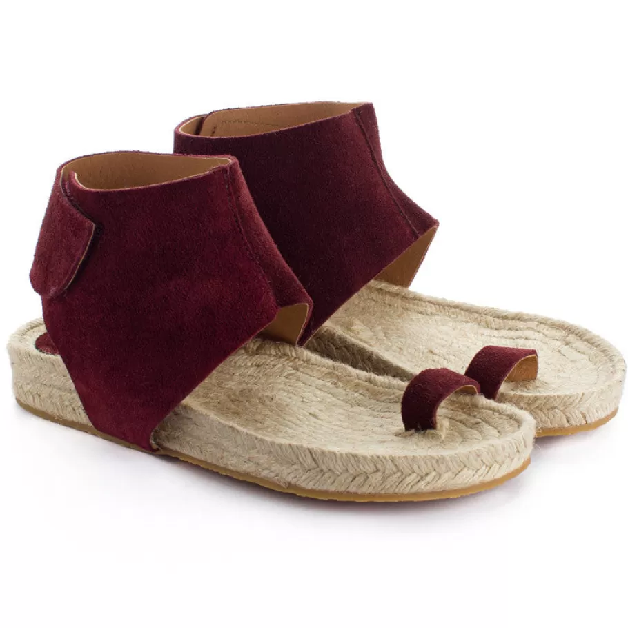 Abarca Shoes Ibiza Garnet Leather Sandals-Women Jute Sandals