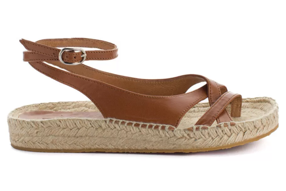 Abarca Shoes Jute Leather Sandals Menorca Camel-Women Jute Sandals