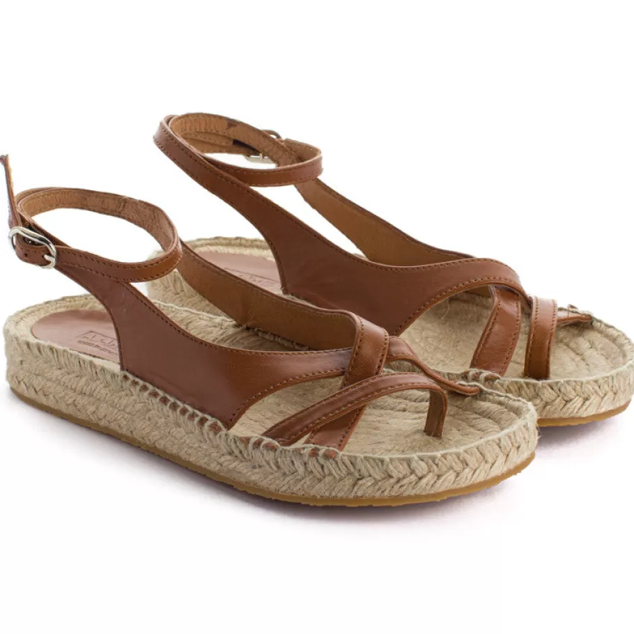 Abarca Shoes Jute Leather Sandals Menorca Camel-Women Jute Sandals