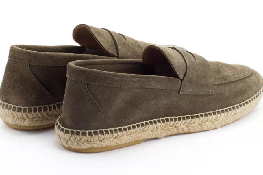 Abarca Shoes Khaki Leather Moccasin 19-Men Moccasin Espadrille