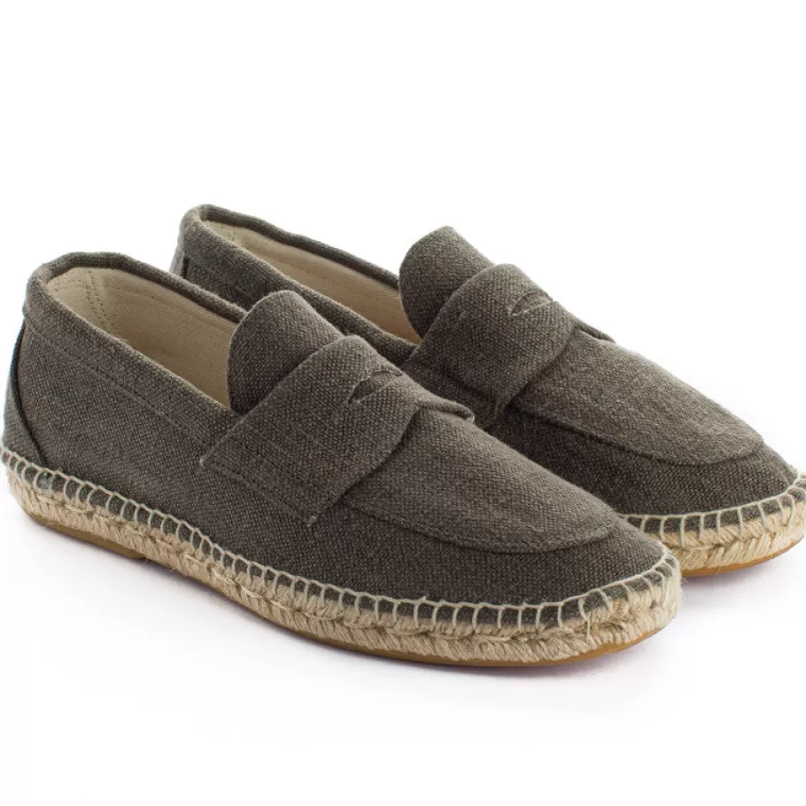 Abarca Shoes Khaki Old Linen Moccasin-Men Moccasin Espadrille