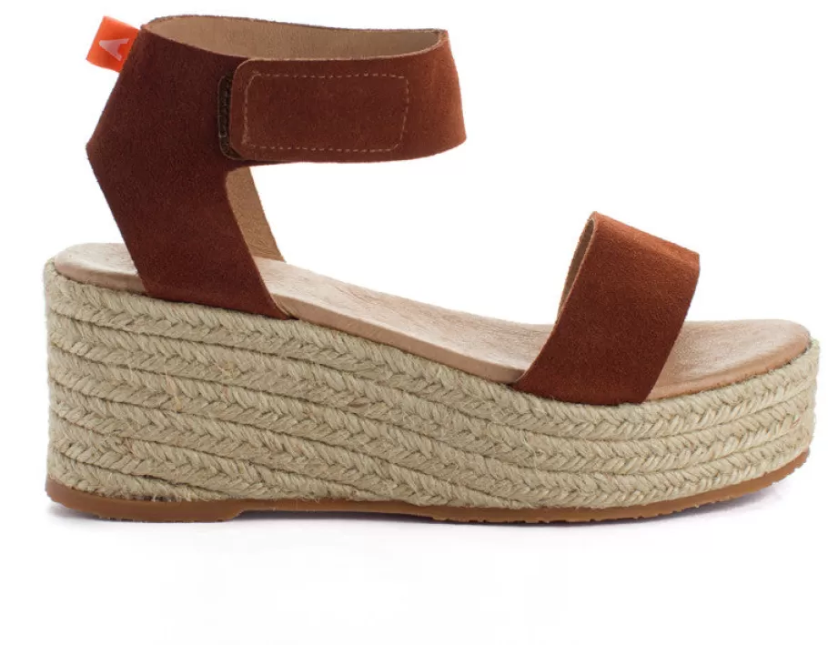 Abarca Shoes Leather Wedge Espadrilles Mallorca Brown 268-Women Espadrilles With Wedges