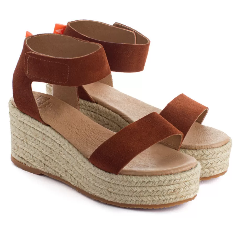 Abarca Shoes Leather Wedge Espadrilles Mallorca Brown 268-Women Espadrilles With Wedges