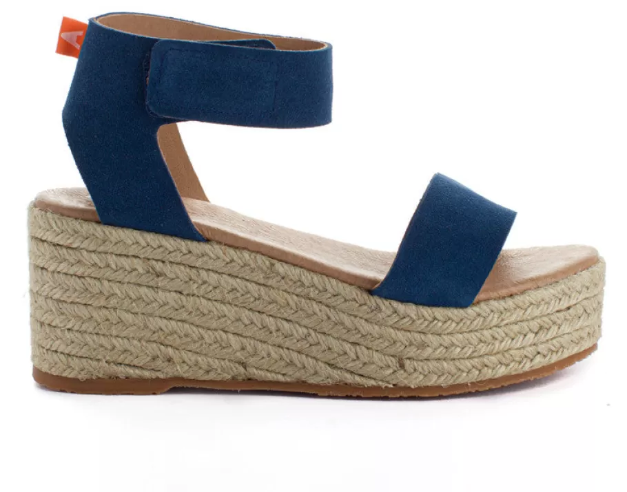 Abarca Shoes Mallorca Leather Wedge Espadrilles Blue Jeans 164-Women Espadrilles With Wedges